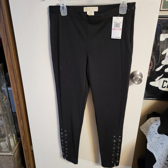 NWT MICHAEL KORS BLACK TROUSER PANTS SZ 10 - Picture 1 of 7